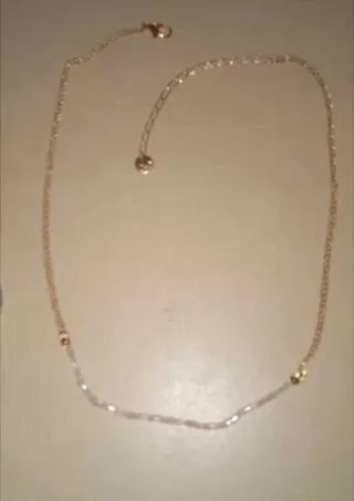 Cadena dorada con cuentas de vidrio rosa 39cm