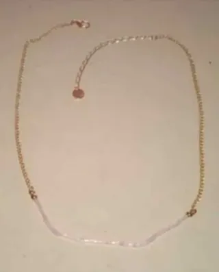 Cadena dorada con cuentas de vidrio rosa 39cm