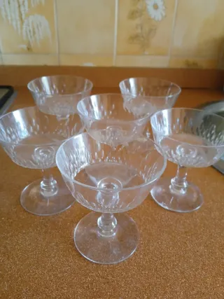 3 juegos de copas de cristal tallado