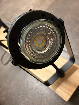 Faretto decorativo nero su base legno