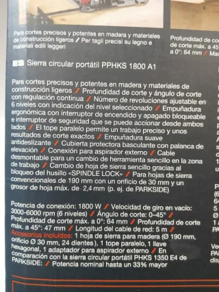 1800W Sierra Circular Parkside Performance Electri