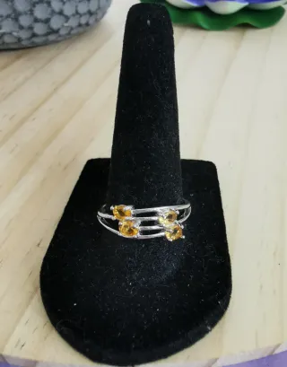 Anillo Citrino Natural Naranja Riqueza y Éxito