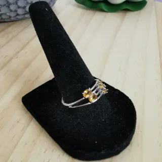Anillo Citrino Natural Naranja Riqueza y Éxito