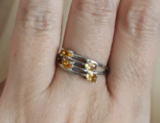 Anillo Citrino Natural Naranja Riqueza y Éxito