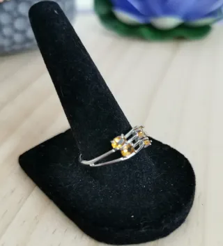 Anillo Citrino Natural Naranja Riqueza y Éxito