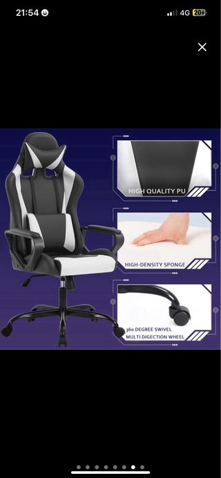 NUEVA Silla Gamer Ergonómica Negra/Blanca