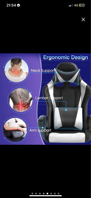 NUEVA Silla Gamer Ergonómica Negra/Blanca