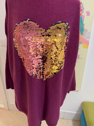 Jersey Corazón Lentejuelas Talla Única