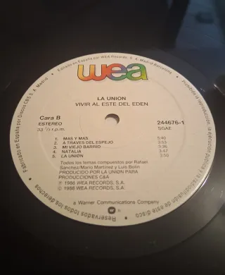 LP de La Unión: "Vivir Al Este Del Edén" (1988)