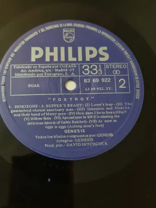 Disco Vinilo Lp Genesis Foxtrot 1976, ver.