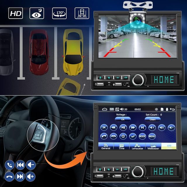 Radio Coche 1 DIN con Cámara Marcha Atrás