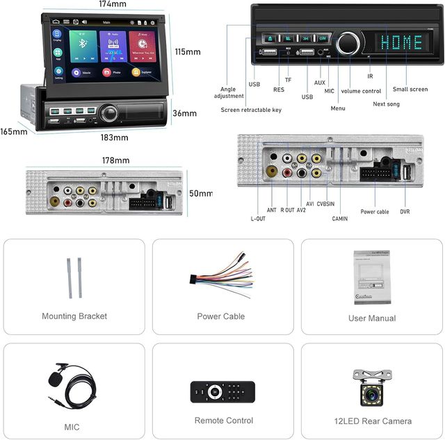 Radio Coche 1 DIN con Cámara Marcha Atrás