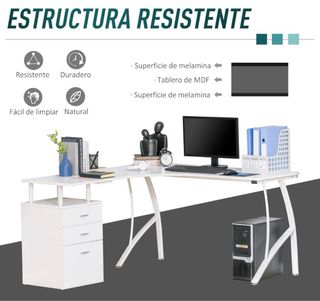 Escritorio Esquinero HOMCOM Blanco