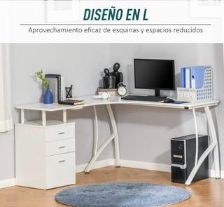 Escritorio Esquinero HOMCOM Blanco