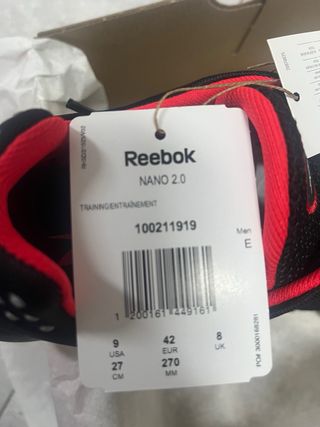 Zapatillas Reebok Nano , Negras y Rojas Nuevas
