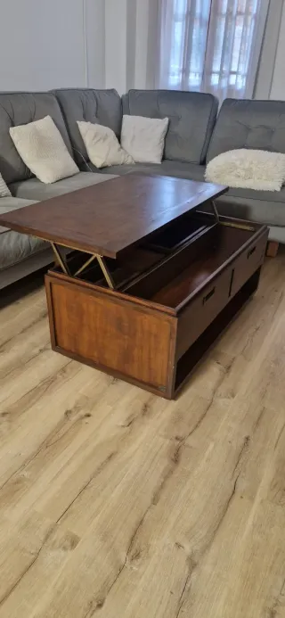 Mesa de centro elevable de madera