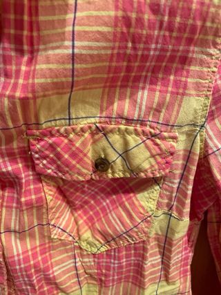Camisa H&M cuadros rosa y amarillo T.36