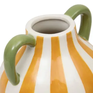 NUEVO Jarrón de porcelana rayas blanco y amarillo
