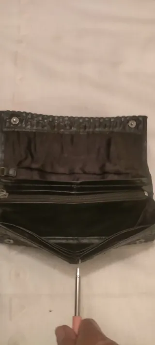 Cartera Mango Piel Trenzada Negra/Marrón