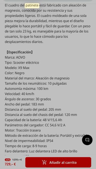 Patinete Eléctrico Negro