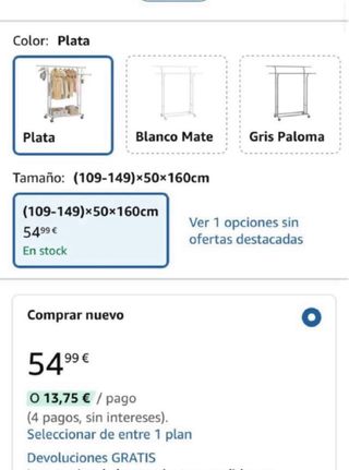 Burro perchero con ruedas y barra extensible