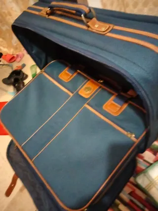 Juego de 2 maletas azul y marrón