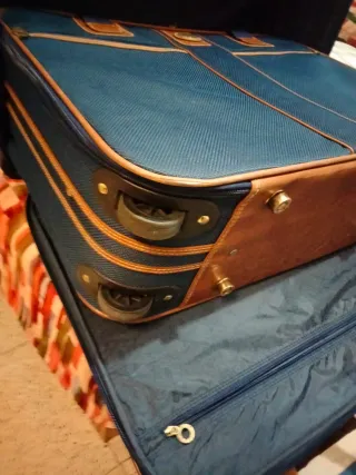 Juego de 2 maletas azul y marrón