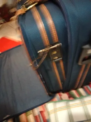 Juego de 2 maletas azul y marrón