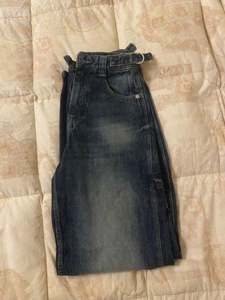 Jeans blu vita alta larghi