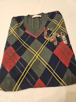 Maglioncino V-neck a rombi taglia italiana 46