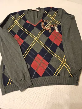 Maglioncino V-neck a rombi taglia italiana 46