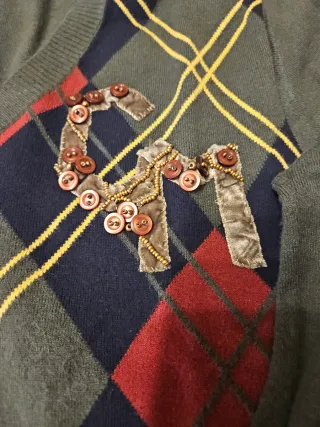 Maglioncino V-neck a rombi taglia italiana 46