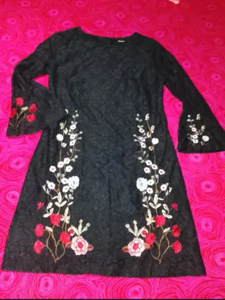 Vestido Desigual Fiesta Mujer Encaje Negro