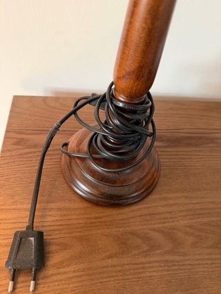 Lámpara vintage madera y tela