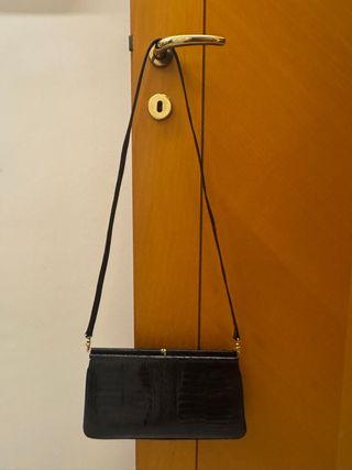 Borsa pelle coccodrillo nera