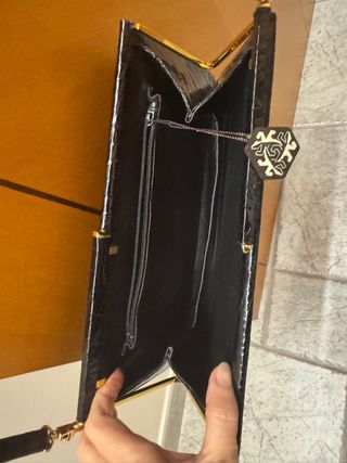 Borsa pelle coccodrillo nera