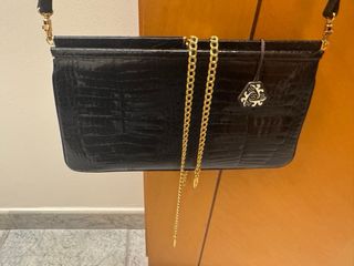 Borsa pelle coccodrillo nera