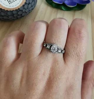 Anillo Moissanita real, tamaño Ajustable