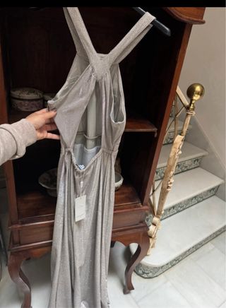 Vestido fiesta brillo plateado