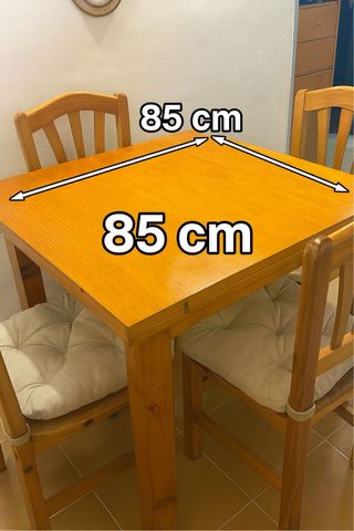 Mesa de comedor cuadrada 85x85 cm ampliable a 1,70