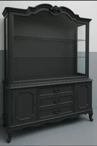 Vitrina Aparador Vintage Madera y Cristal