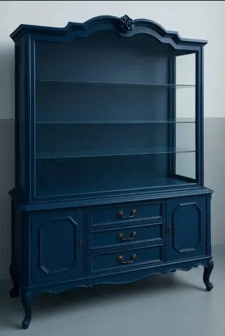 Vitrina Aparador Vintage Madera y Cristal