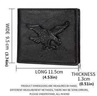 Cartera de piel negra con águila en relieve