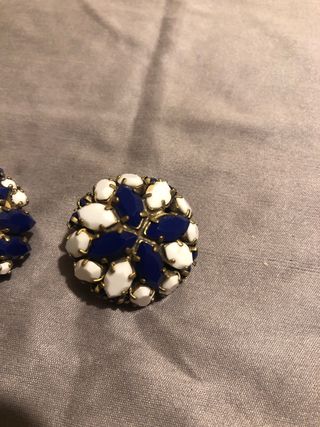 Orecchini vintage clip blu e bianchi