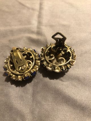 Orecchini vintage clip blu e bianchi