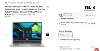 Acer Aspire Go 15 - Nuevo y Empaquetado