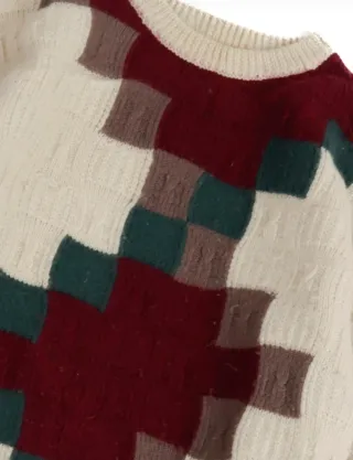 Maglione lana vintage uomo beige multicolor