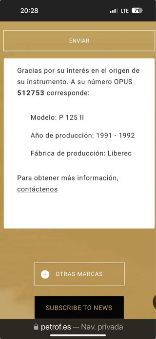 Piano Vertical PETROF. Maquinaria Renner