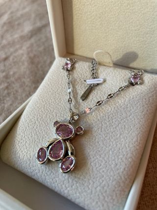 Conjunto Collar y Pendientes Oso Rosa