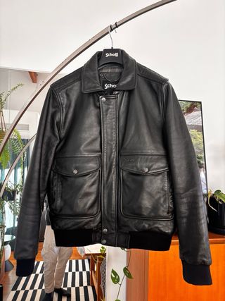 Chaqueta de cuero Schott Negra